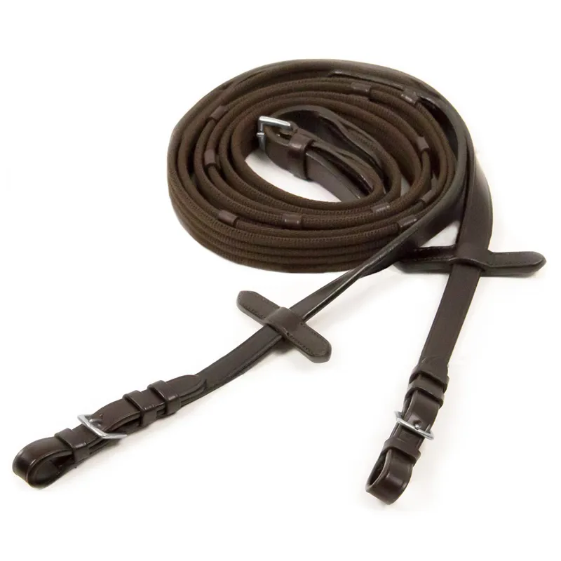 Schockemohle Neo Rubber Reins with Clip - Brown/Silver